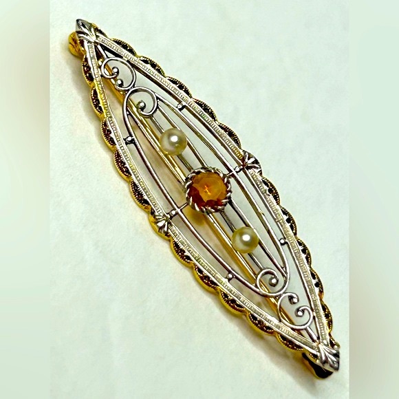 Antique 14KT Gold Krementz Pin - Picture 2 of 8